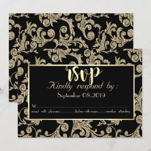 Carte de réponse Elegant Gold Glitter Swirls