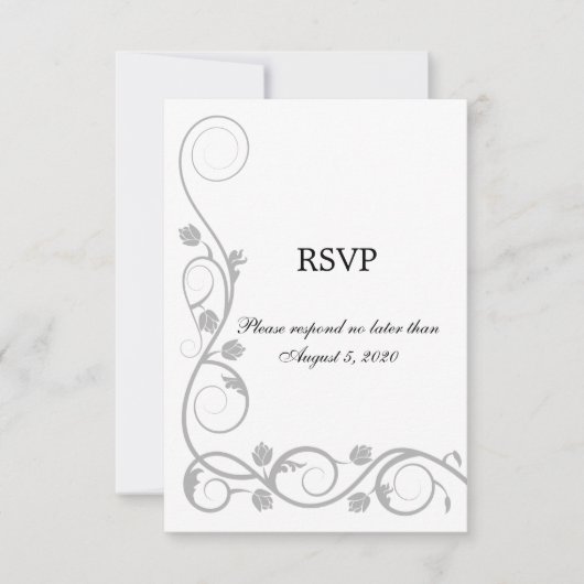 Carte de réponse Elegant Silver Swirls (Devant)