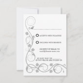 Carte de réponse Elegant Silver Swirls (Dos)