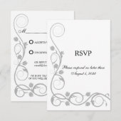 Carte de réponse Elegant Silver Swirls (Devant / Derrière)