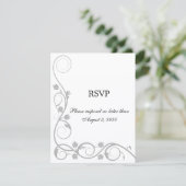 Carte de réponse Elegant Silver Swirls RSVP (Debout devant)
