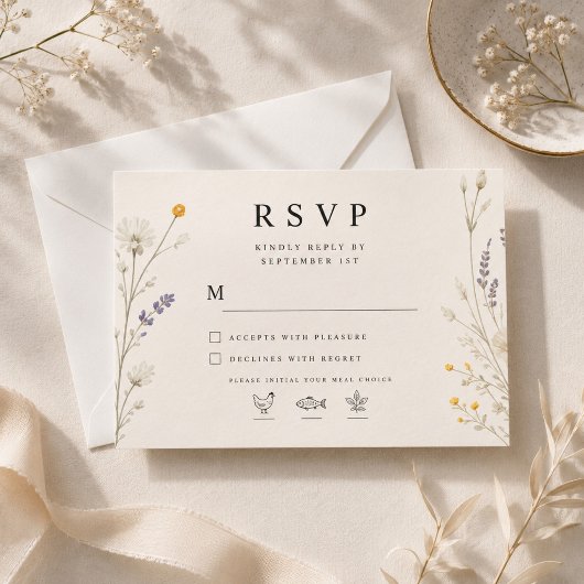 Carte de réponse Elegant Wildflower