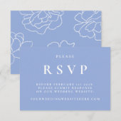 Carte de réponse élégante à motif botanique bleu e (Devant / Derrière)