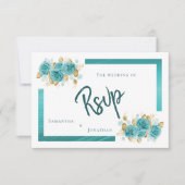 Carte de réponse élégante avec rose sarcelle et tu (Devant)