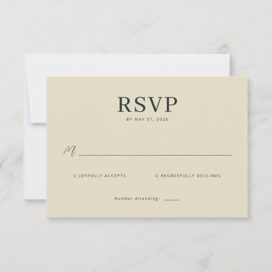Carte de réponse élégante beige RSVP (Devant)