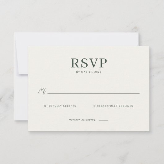 Carte de réponse élégante beige RSVP (Devant)