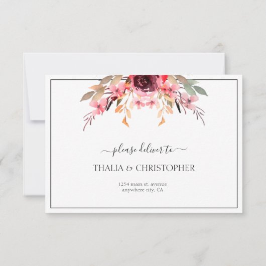 Carte de réponse élégante bordeaux mauve (Dos)