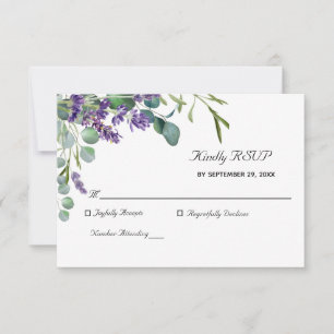 Carte de réponse élégante de mariage à la lavande