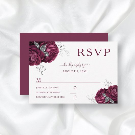 Carte de réponse élégante de mariage de roses de B