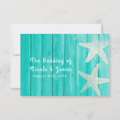 Carte de réponse élégante de plage en bois de teal (Dos)