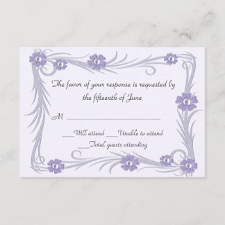Carte de réponse élégante du Mariage Lavender