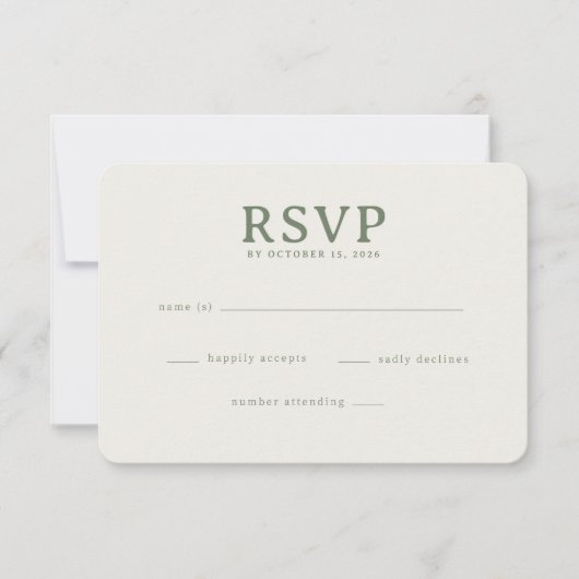 Carte de réponse élégante en olive (Devant)