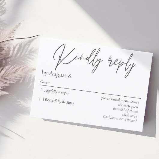 Carte de réponse élégante et moderne de mariage gr