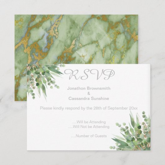CARTE DE RÉPONSE ÉLÉGANTE ET SIMPLE EN EUCALYPTUS (Devant / Derrière)