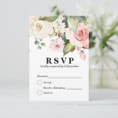 Carte de réponse élégante florale 3,5" x 5" (Debout devant)