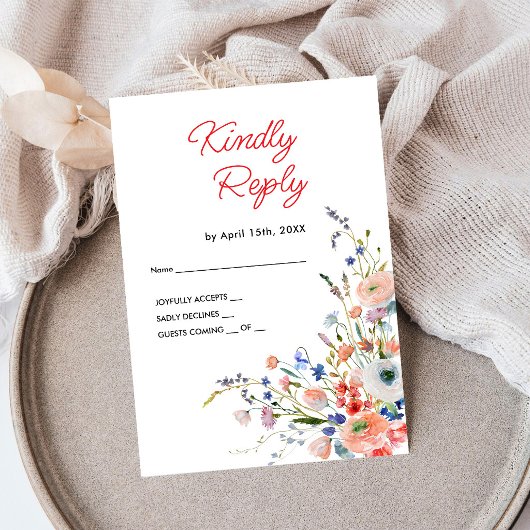 Carte de réponse élégante florale pour mariage
