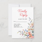 Carte de réponse élégante florale pour mariage (Devant)