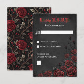 Carte de réponse élégante gothique rouge et noir r (Devant / Derrière)