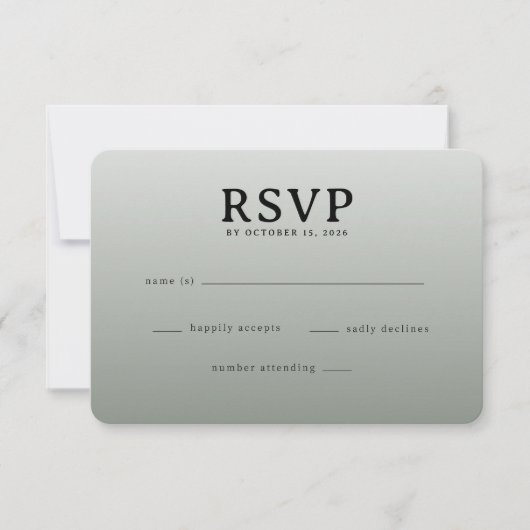 Carte de réponse élégante grise RSVP (Devant)