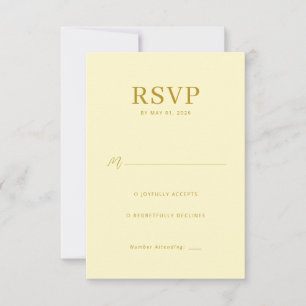 Carte de réponse élégante jaune pâle RSVP