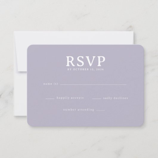 Carte de réponse élégante lavande (Devant)