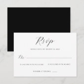 Carte de réponse élégante noire RSVP (Devant / Derrière)