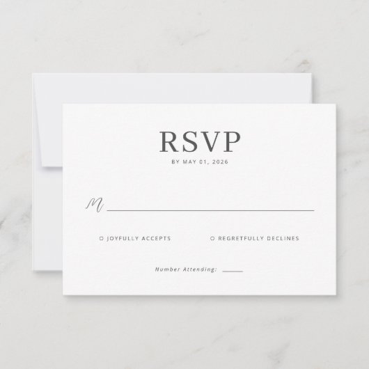 Carte de réponse élégante noire RSVP (Devant)