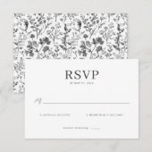 Carte de réponse élégante noire RSVP (Devant / Derrière)