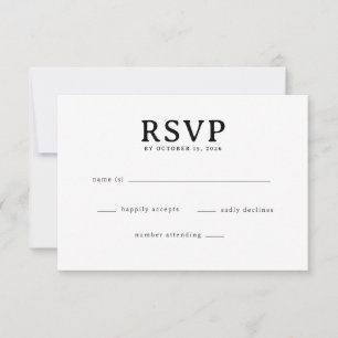 Carte de réponse élégante noire RSVP
