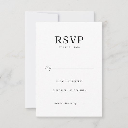 Carte de réponse élégante noire RSVP (Devant)