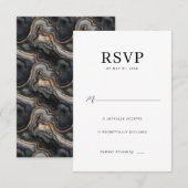 Carte de réponse élégante noire RSVP (Devant / Derrière)