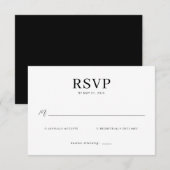 Carte de réponse élégante noire RSVP (Devant / Derrière)