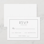 Carte de réponse élégante noire RSVP (Devant / Derrière)