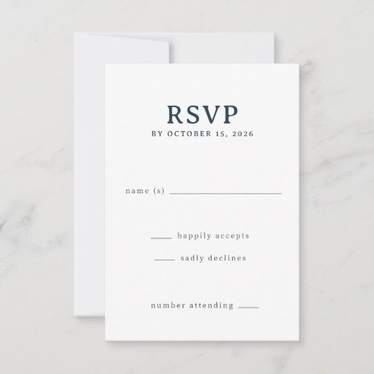 Carte de réponse élégante noire RSVP (Devant)