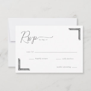 Carte de réponse élégante noire RSVP