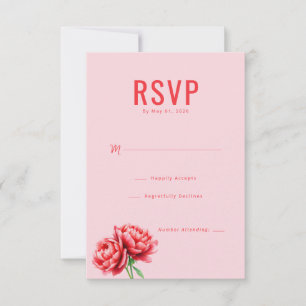 Carte de réponse Élégante Pivoine Rose