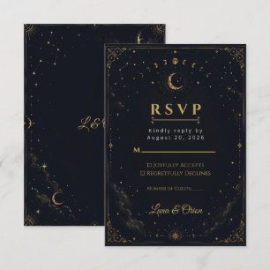 Carte de réponse élégante pour mariage céleste de