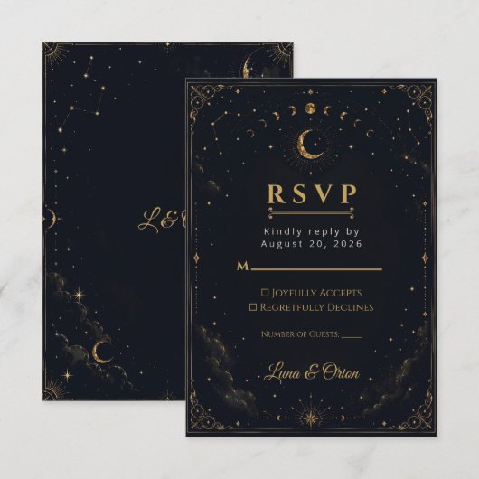 Carte de réponse élégante pour mariage céleste de (Devant / Derrière)