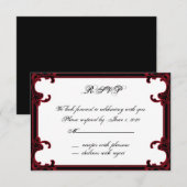 Carte de réponse élégante Red Gothic Frame (Devant / Derrière)