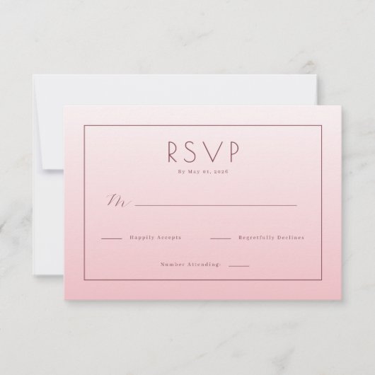 Carte de réponse élégante rose (Devant)