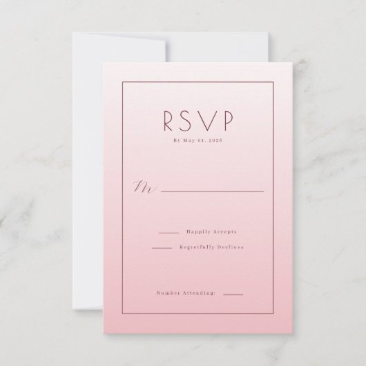 Carte de réponse élégante rose (Devant)