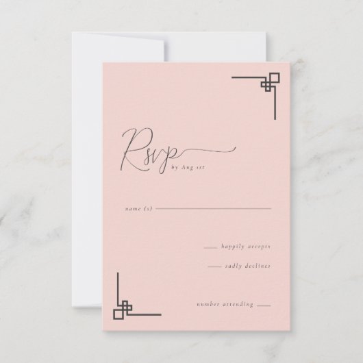 Carte de réponse élégante rose (Devant)