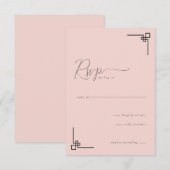 Carte de réponse élégante rose (Devant / Derrière)