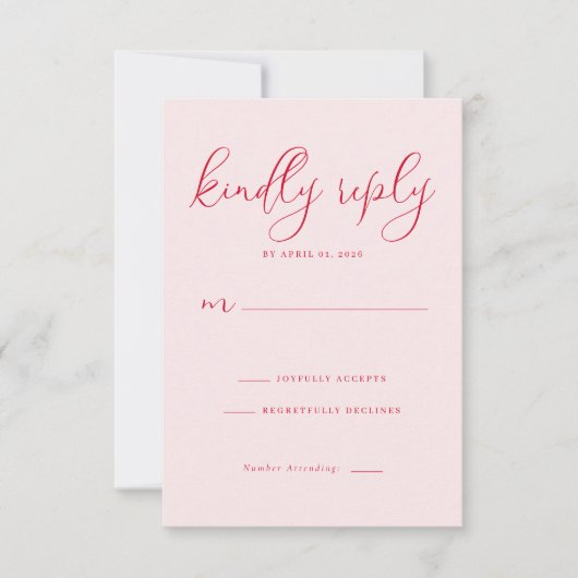Carte de réponse élégante rose RSVP (Devant)