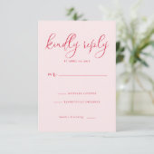 Carte de réponse élégante rose RSVP (Debout devant)