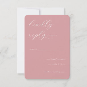 Carte de réponse élégante rose RSVP