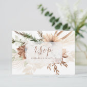 Carte de réponse Élégante Rustique Bohème Florale  (Debout devant)