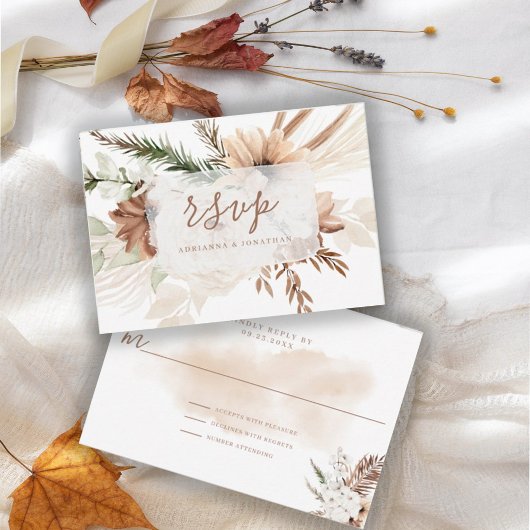 Carte de réponse Élégante Rustique Bohème Florale 
