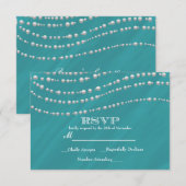 Carte de réponse élégante Turquoise Bleu & Perles (Devant / Derrière)
