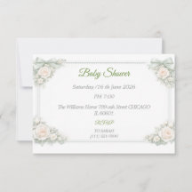 Carte de réponse élégante vert sauge pour Baby Sho
